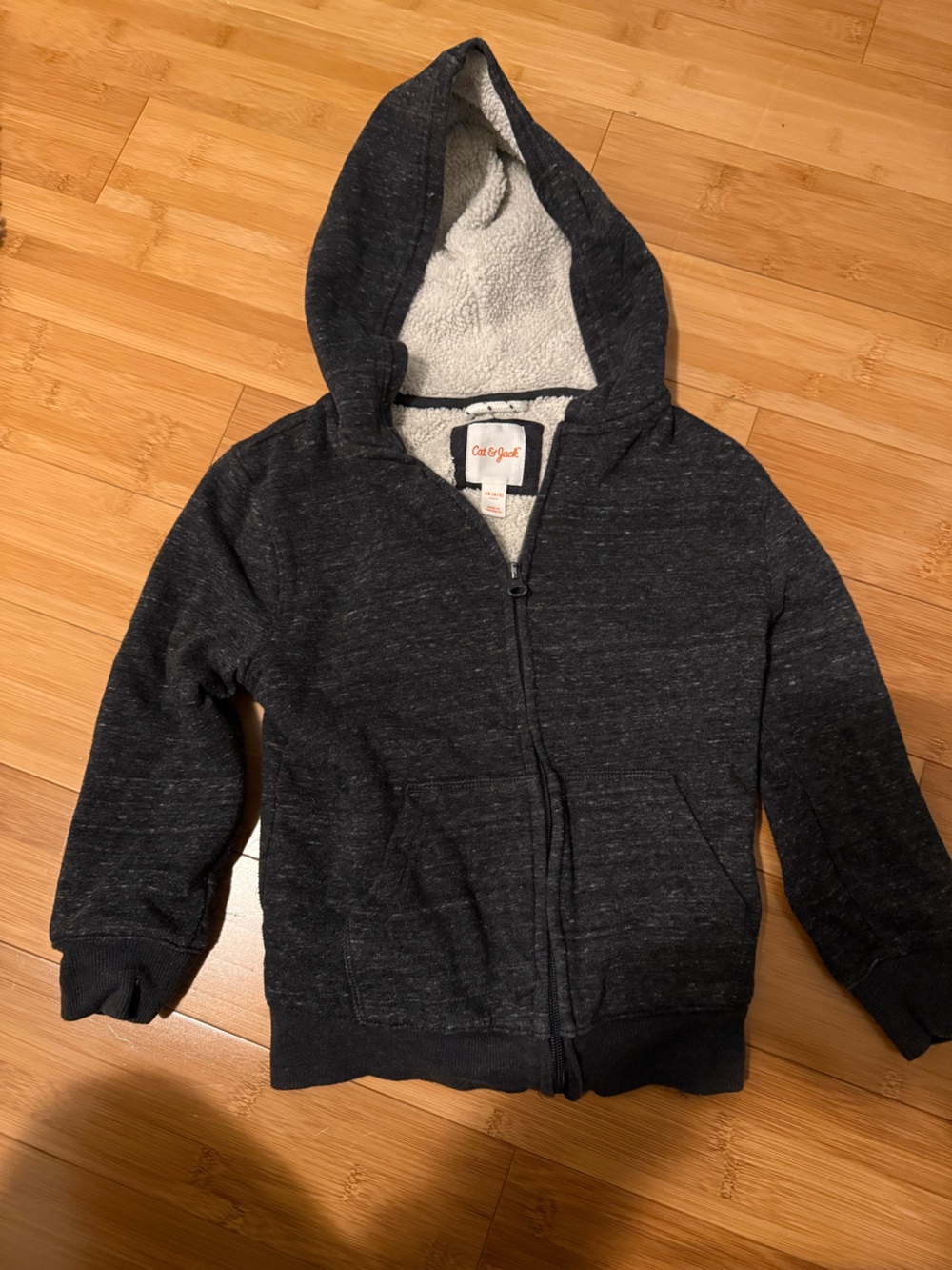 Cat & Jack Dark Heather Gray Sherpa-Lined Zip Hoodie
